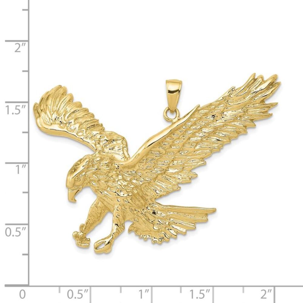 10k Yellow Gold Solid Polished Eagle Pendant - image 3